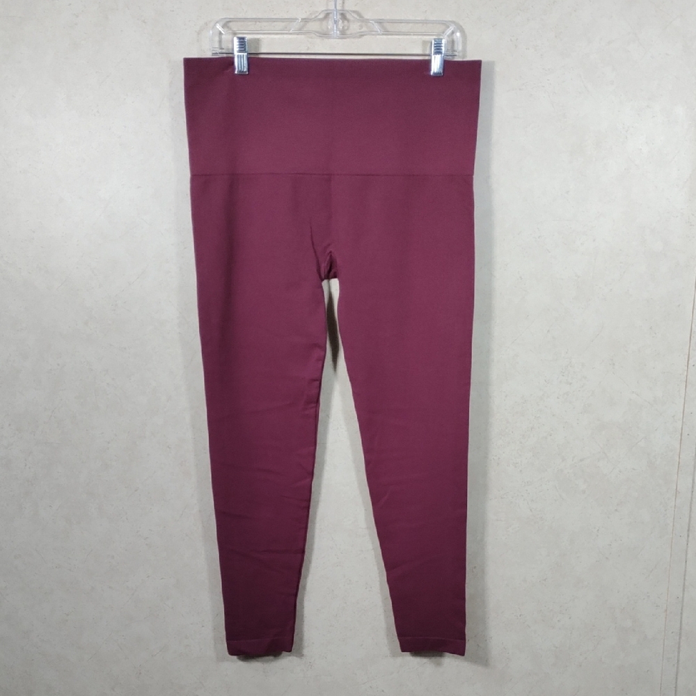 H158 Breezies maroon cropped leggings 1X